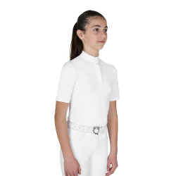 Polo concorso bambina slim fit con bottoni Bianco