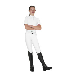 Polo concorso bambina slim fit con bottoni Bianco