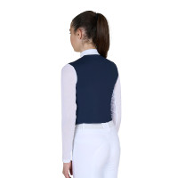 Polo concorso bambina manica lunga con inserti in micro mesh Bianco