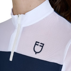 Polo concorso bambina manica lunga con inserti in micro mesh Blazer marine Blu marino