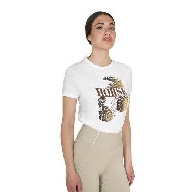 T-shirt donna Horse Palm in cotone Bianco