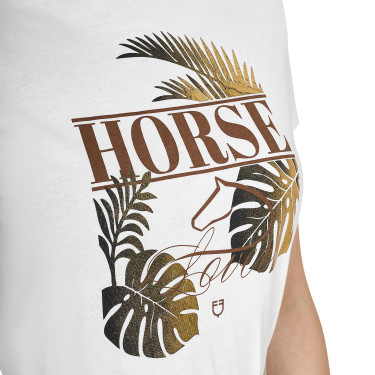 T-shirt donna Horse Palm in cotone Bianco
