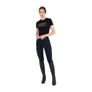 T-shirt donna Horse Love in cotone Nero