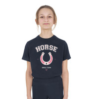 T-shirt bambina Horse Team in cotone Marina Blu marino