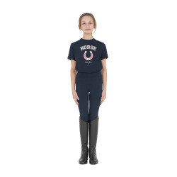 T-shirt bambina Horse Team in cotone Marina Blu marino