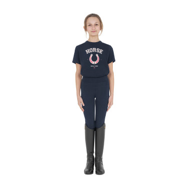 T-shirt bambina Horse Team in cotone Marina Blu marino
