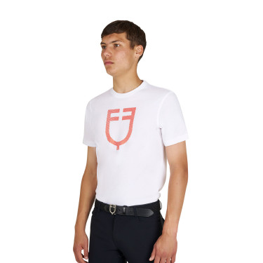 T-shirt basic uomo con logo glossy Bianco / pomodoro ciliegino