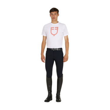 T-shirt basic uomo con logo glossy Bianco / pomodoro ciliegino