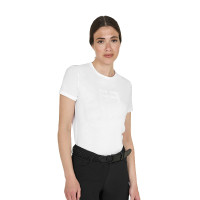 T-shirt basic donna logo glossy tono su tono Bianco