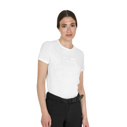 T-shirt basic donna logo glossy tono su tono Bianco