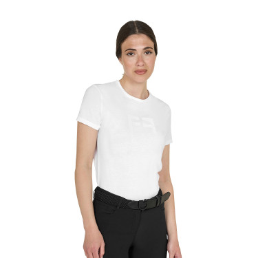 T-shirt basic donna logo glossy tono su tono Bianco