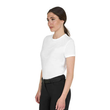 T-shirt basic donna logo glossy tono su tono Bianco