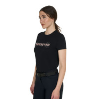 T-shirt donna Strass in cotone Nero