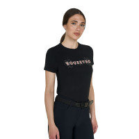 T-shirt donna Strass in cotone Nero