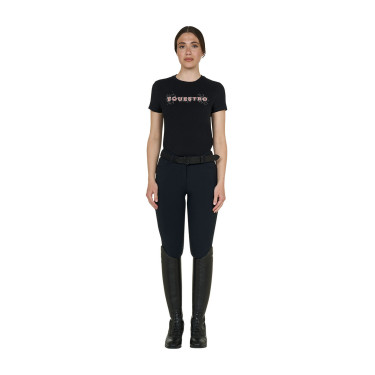 T-shirt donna Strass in cotone Nero