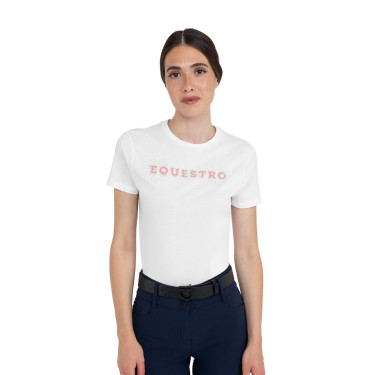 T-shirt donna Strass in cotone Bianco