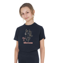 T-shirt bambina Time to Blossom in cotone Marina Blu marino