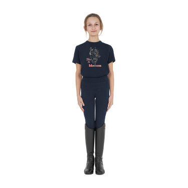 T-shirt bambina Time to Blossom in cotone Marina Blu marino