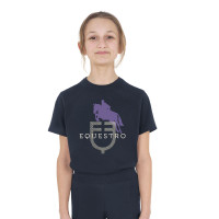 T-shirt bambini unisex Horse Jump Glossy in cotone Marina Blu marino
