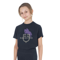 T-shirt bambini unisex Horse Jump Glossy in cotone Marina Blu marino