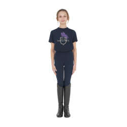 T-shirt bambini unisex Horse Jump Glossy in cotone Marina Blu marino