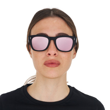 Occhiali da sole sportivi polarizzati modello Solana Nero opaco / rosa revo