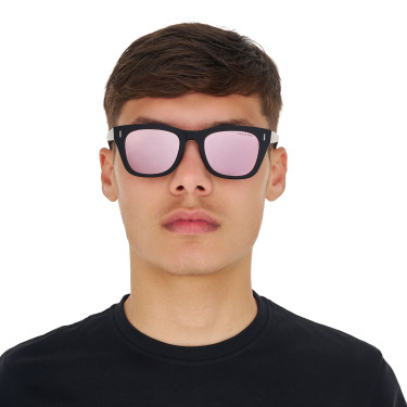 Occhiali da sole sportivi polarizzati modello Solana Nero opaco / rosa revo