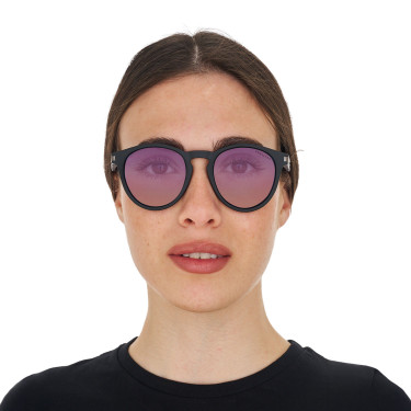 Occhiali da sole sportivi polarizzati modello Heulwen Nero opaco / sfumatura viola rosa