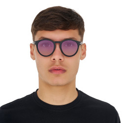 Occhiali da sole sportivi polarizzati modello Heulwen Nero opaco / sfumatura viola rosa