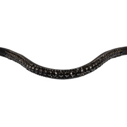 Frontalino con tripla fila di cristalli Nero / nero
