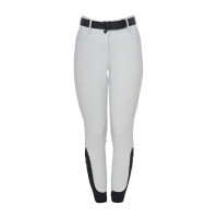 Pantaloni donna a vita alta logo in strass Nebbia del porto Grigio
