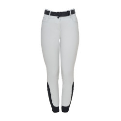 Pantaloni donna a vita alta logo in strass