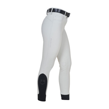 Pantaloni donna a vita alta logo in strass