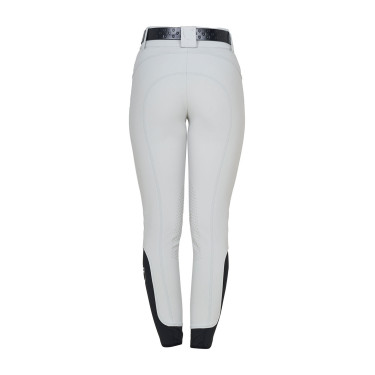 Pantaloni donna a vita alta logo in strass