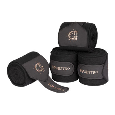 Fasce in pile con logo in strass Nero