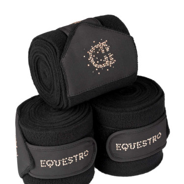 Fasce in pile con logo in strass Nero