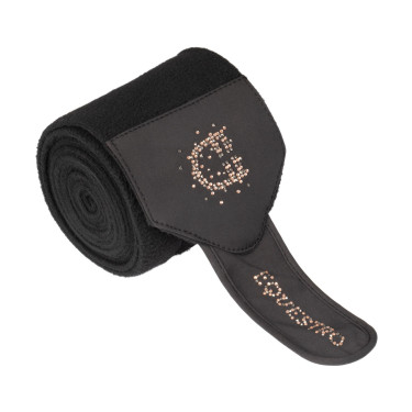 Fasce in pile con logo in strass Nero