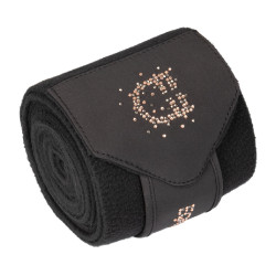 Fasce in pile con logo in strass Nero