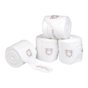 Fasce in pile con logo in strass Bianco