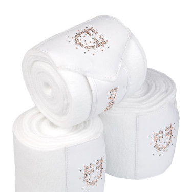 Fasce in pile con logo in strass Bianco