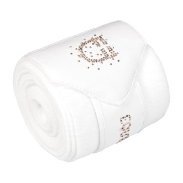 Fasce in pile con logo in strass Bianco