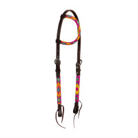 Briglia Western CON Perline Multicolore E Oliata A UN Orecchio Marrone scuro