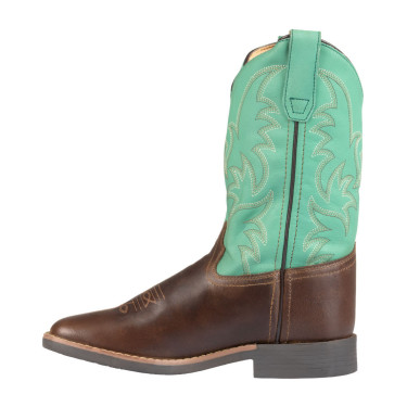 Stivali Monterey western per bambini Marrone scuro / verde