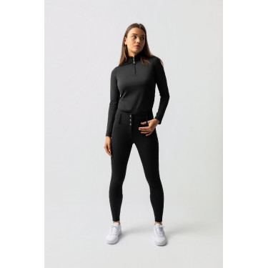 Pantaloni da equitazione Horze Leonie da donna con fondo integrale in suede vegano Nero