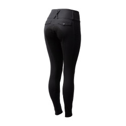 Pantaloni da equitazione Horze Leonie da donna con fondo integrale in suede vegano Nero
