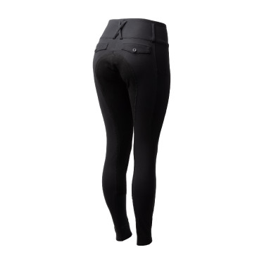 Pantaloni da equitazione Horze Leonie da donna con fondo integrale in suede vegano Nero