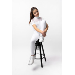 Pantaloni da equitazione Horze Mira bambino con fondo integrale Bianco brillante