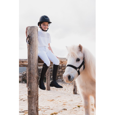 Pantaloni da equitazione Horze Mira bambino con fondo integrale Bianco brillante