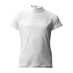 Polo da concorso Horze Kaya bambino con strass Bianco brillante