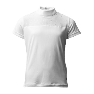 Polo da concorso Horze Kaya bambino con strass Bianco brillante
